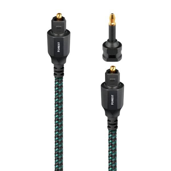 AudioQuest - Forest Optical 0.75m (2.46 feet) Digital Toslink Fiber-Optic Cable + Mini-Adaptor with Toslink to Toslink Connectors - Green on Black