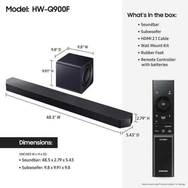 Samsung HW-Q900F Powered 7.1.2-Channel Dolby Atmos Sound Bar System - Image 3