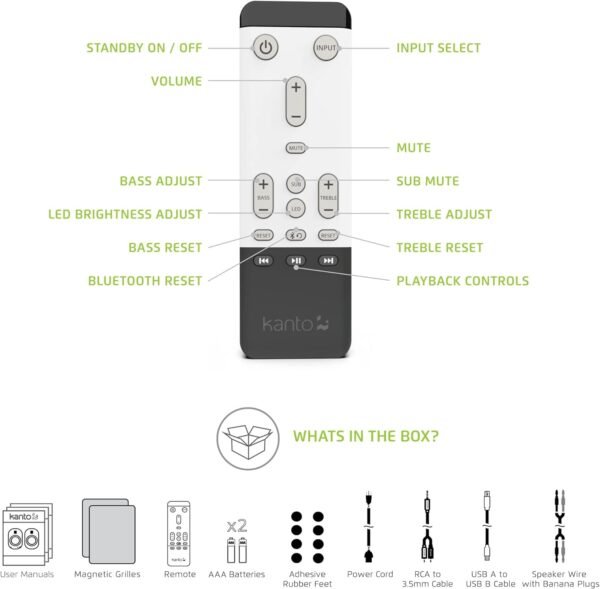 Kanto TUK Powered Bluetooth Speakers (Matte Black/Pair) - Image 4