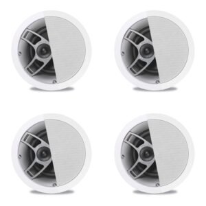 Polk Audio MC60 2-Way In-Ceiling 6.5" Speakers, 2 Pairs ( 4 Speakers) | Perfect for Damp and Humid Indoor/Enclosed Areas | Bathrooms, Kitchens, Patios (White, Paintable-Grille) (4 Speakers)