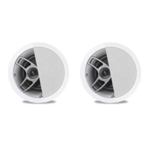 Polk Audio MC60 2-Way In-Ceiling 6.5" Speakers, 1 Pair ( 2 Speakers) | Perfect for Damp and Humid Indoor/Enclosed Areas | Bathrooms, Kitchens, Patios (White, Paintable-Grille) (2 Speakers)