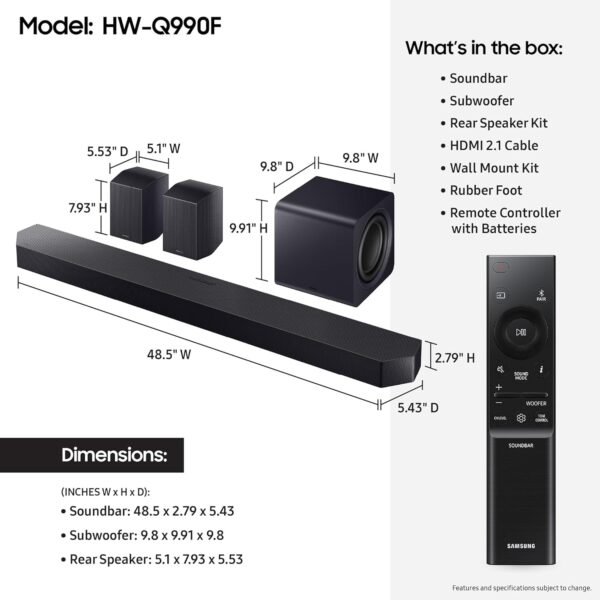 Samsung HW-Q990F Powered 11.1.4-channel Dolby Atmos Sound Bar System - Image 3