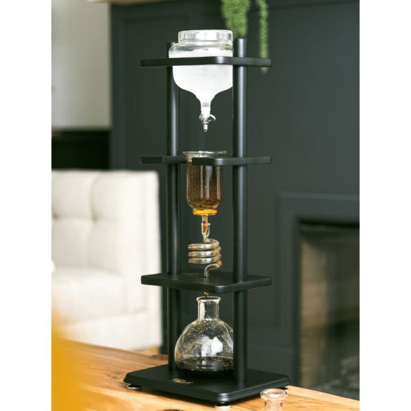 Yama 6-8 Cup Cold Brew Tower Straight Black Wood Frame (32oz) - Image 2
