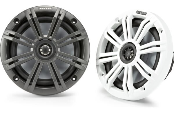 Kicker 45KM654 6-1/2" Marine Speakers With Charcoal And White Grilles (Pair)